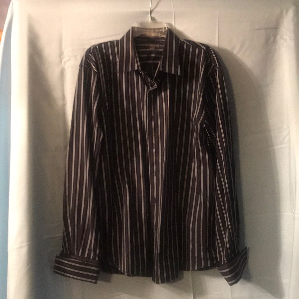 Men’s XL LS Apt 9 Dress Shirt  Navy Striped